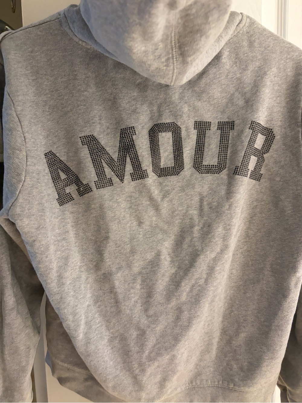 Zadig & Voltaire Comfy Gray 'AMOUR' Strass Zip-Up Hoodie medium